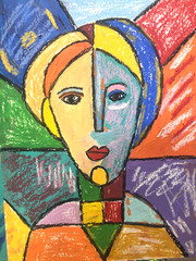 Stained Glass – Original Signed Mixed Media Cubism 9×12