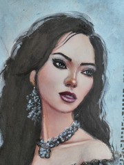 Beautiful Girl Paintings pearl Woman Portrait Hand Original Oil art Empowerment