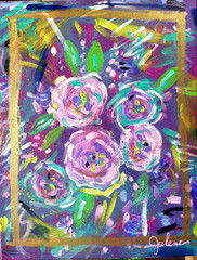 Radiant Garden: Original Painting, Abstract Roses Flowers 11×14 Home Decor