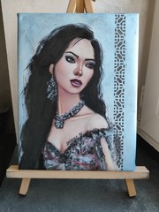 Beautiful Girl Paintings pearl Woman Portrait Hand Original Oil art Empowerment