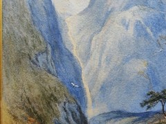 ATTRIB TO W. BARNETT „GLENCOE“ ANTIQUE HIGHLAND WATERCOLOUR PAINTING 44.5X61 CM.