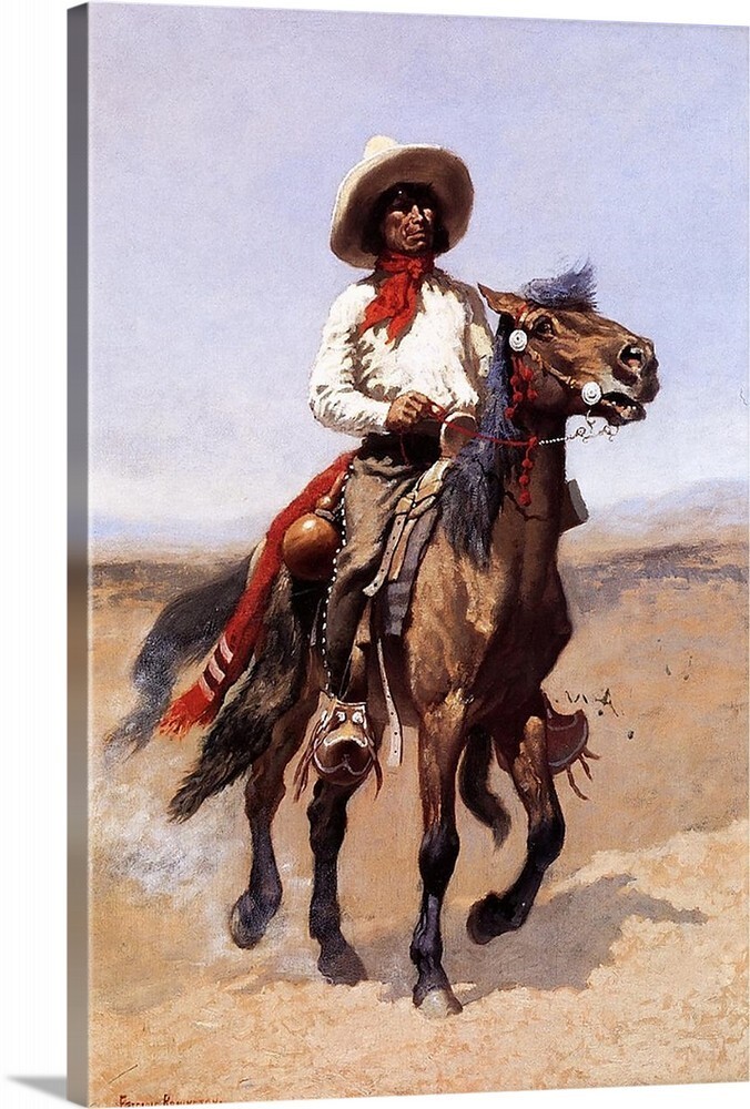 Canvas Giclee Art A Scout-1889-Frederic-Remington-Oil-Painting 16 x 24