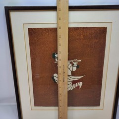 Toshijiro Inagaki Japanese Wood-block Print Framed Painting circa 1960 Signed