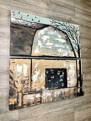 Tree Art, Wood Painting, Nature Painting, Barn, Outdoors Art, Wood Art, Autumn
