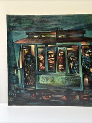 VINTAGE CUBIST PAINTING MODERNIST LARGE FIGURES PEOPLE GLOVNA WPA REGIONALISM