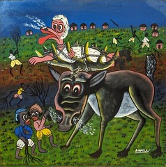 NIPELA’S SNORTING DONALD TIED TO A TARRIFF Classic Tingatinga 2’x2′