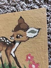 Bambi Fawn Painting Small Vintage Wall Decor Kids Room Baby Nursery Brown Green