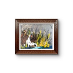 Swans Colorful Modern Art Acrylic Painting on Canvas 11×14.