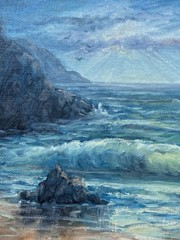 Vintage Plein Air Pacific NW? Coastal Landscape Impressionism Seascape Painting