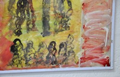 Original Mixed-Media Painting by Purvis Young, Untitled c. 1990 Folk Street Art