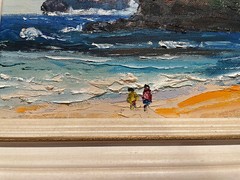 ORIGINAL RARE OSHINO OKUDA PAINTING BEACH SCENE CUSTOM FRAMED 8X10 HAWAII MAUI