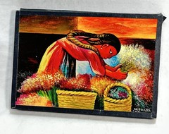 Simon Silva Amor A Todas Horas Signed Chicano Painting Mexican American Folk Art