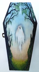 Gothic Coffin/Casket Ghost Painting Red & Purple Trinket Box Art by Rain Crow