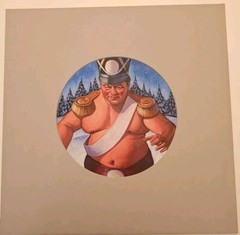 Vintage Unsigned Oil Painting Buryat Wrestler Mongolia Russia