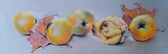 Fruit Painting Quince Pastel Painting Original Art from Ukraine