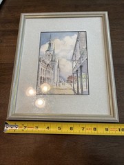 Peggy Nead Watercolor Painting “Charles St.” New Orleans Matted Framed Vintage