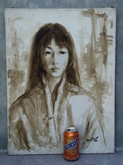 CHINESE ACTRESS TISA CHANG VINTAGE OIL PAINTING ASIAN PORTRAIT SIGNED WALT LIU?