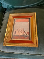 Mughal Miniature painting of Erotic Scene in a Palace 10.5 by 12.5”