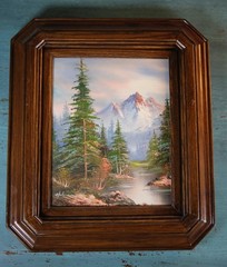 Vintage 8″x10″ Oil Painting Signed Holman Mountain Landscape13″x15″ Wood Frame