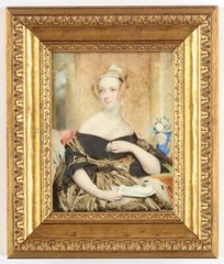 Maria A. Chalon (ca.1800-1867) „Lady with love letter“ fine miniature, c1840 (m)