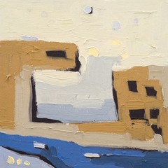 Small Surreal Semi Abstract Landscape Original Oil Painting 8×8 Aldo Cherres Art