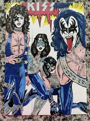 KISS CARD – ACEO – Art Sketch 9 Cards Rock Painting Simmons Drawing 3.5 X 2.5