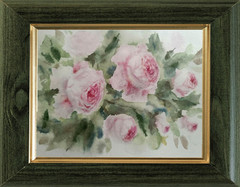 Flowers PINK ROSES Original Modern Artwork Painting Floral Landscape Art Gift A5