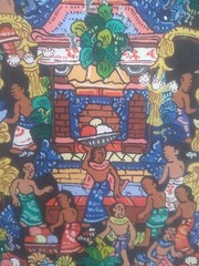 Balinese Oil Painting in Hand Carved Frame 11×14 inches READ