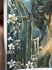 ACEO Original Painting „A Quiet Uncaging“ Impasto Textured Fine Art Woman