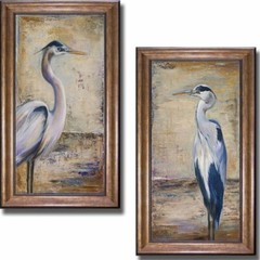 Bronze Framed Blue Heron by Patricia Pinto 2-pc Canvas Set (28 in x 16 in each)