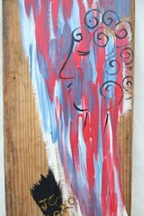 CRYING LIBERTY on SALVAGED WOOD Jr CHARLIE FAST OUTSIDER POLITICAL FOLK POP ART