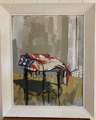„American Flag Still Life #3, 1953, Oil on board, Willliam Sommerfeld