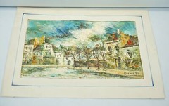 Vintage Painting Landscape Sanz81 Canvas Mountain 18″1/2 by 11″1/2