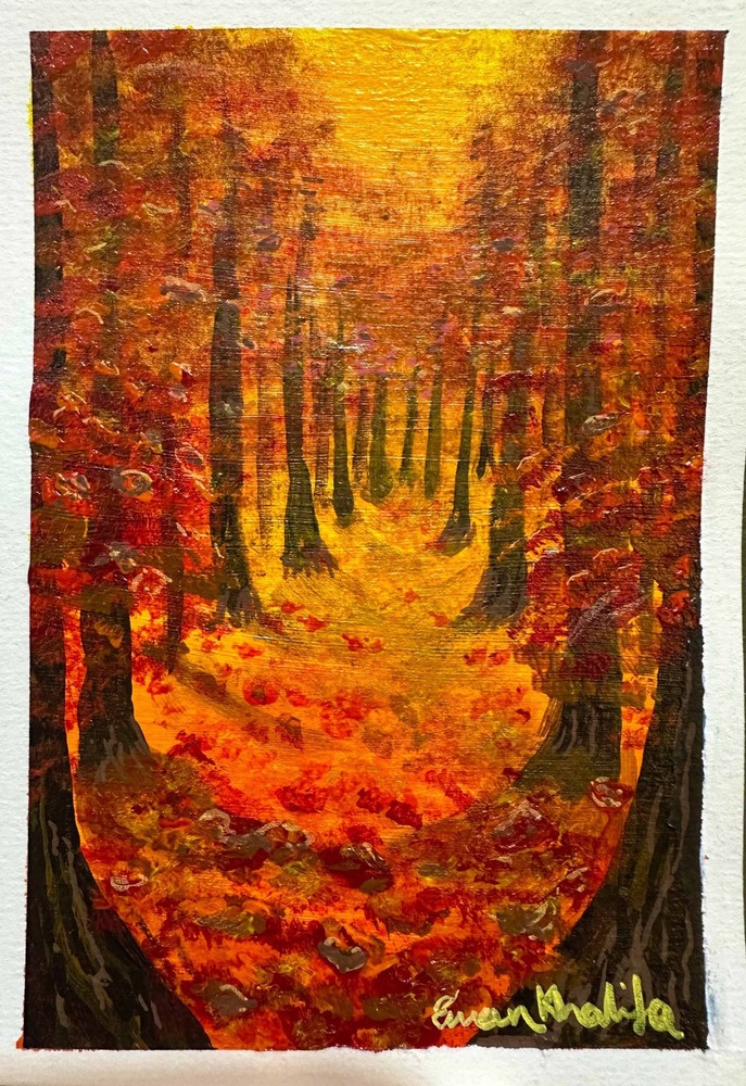 Autumn Whisper – Original Painting, Forest Landscape, by Eman Khalifa | Contempo