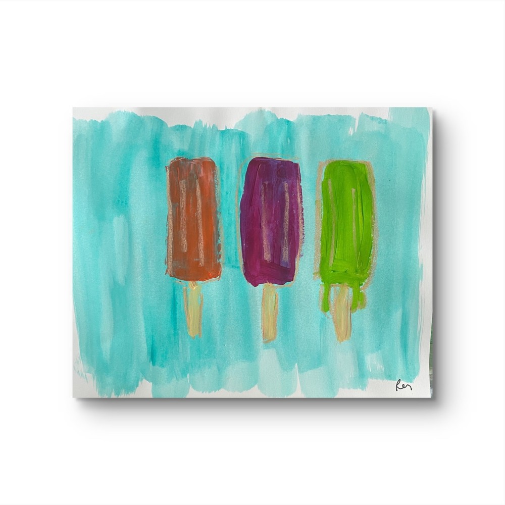 Frozen Pop Treats 11X 14″ Neo Impressionist Acrylic Painting Canvas Loose