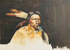 NATIVE AMERICAN INDIAN TRIBAL WATERCOLOR BY LISTED ARTIST WILLIAM LEE HILL