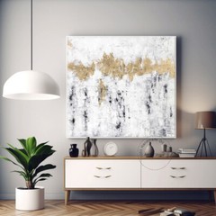 Abstract Minimalist Hand Painted Gold Leaf Oil Painting Canvas Painting Decor