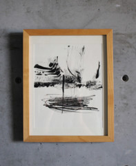 Original Sumi Ink Abstract Landscape Signed Drawing Framed 12-1/2″ x 9-3/4″