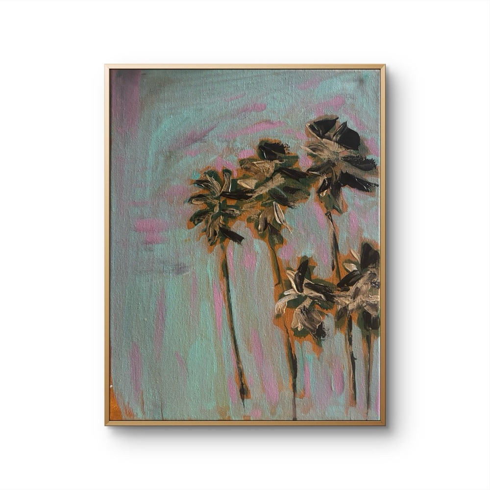 UNFRAMED Palm Trees Original painting on Сanvas wall-art signed