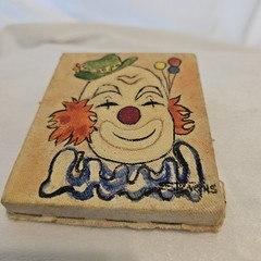 Vintage Hand Painted Clown On Canvas Signed By Artist