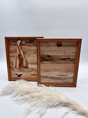 Pair of Original Hawaiian Art, Handmade from Tree Bark in Maui