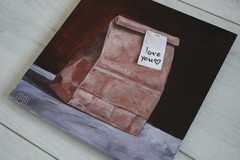 Paper bag Oil Painting, Paper bag Still life, Food Bag Original Kitchen art 6×6″