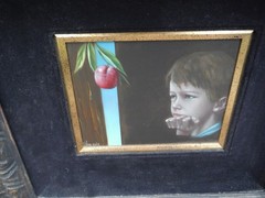 PAIR (2) CARLO WAHLBECK OIL PAINTINGS SURREAL SYMBOLIST BOY AND WOMAN PORTRAITS