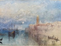 After JMW Turner, Venice by Moonlight with Boats off a Campanile Watercolour