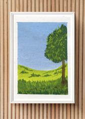 ACEO/ ATC Tree in a Field Acrylic Marker OOAK Original Art SaraClaireArt