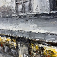 Impressionist Art Painting European City Paris Street Cafe Dining Scene