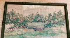 Vintage Framed Landscape Water Color Painting by S. Trainor 12 1/2 by 10 Inches