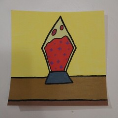 Sindy Fuhr Acrylic Painting Hand Made Vintahe 70s Pop Art Title Lava Lamp B