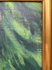 Oil painting green coniferous forest nature painting Denmark BK monogram 95x76cm