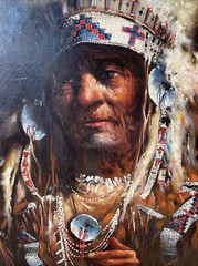 Original 1972 Western Oil Painting Listed Artist Buck McCain, Chief Brave Eagle